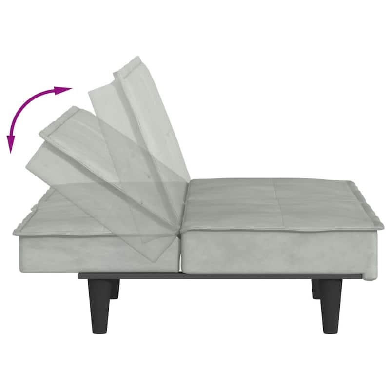 vidaXL Sofa Bed with Cup Holders Dark Gray Velvet - 78.7" x 35" x 27.6"