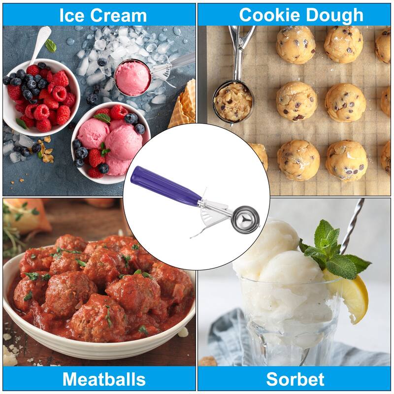 3/4 Ounce Ice Cream Scoop with Trigger, Portion Cookie Scoop, Purple