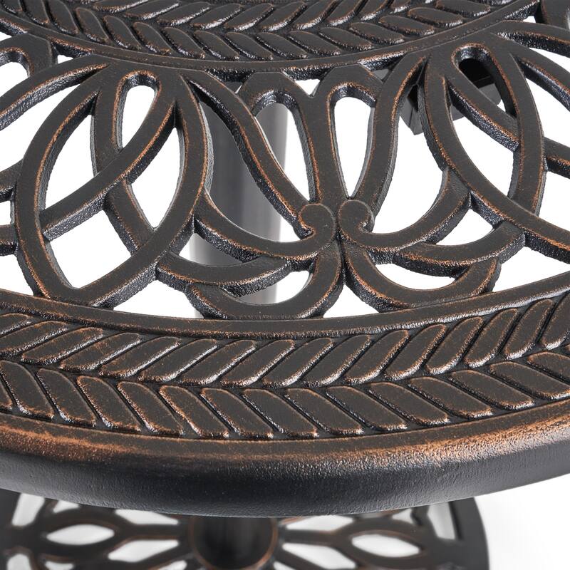 Santa Maria Shiny Copper Cast Aluminum 3-piece Bistro Bar Set by Christopher Knight Home