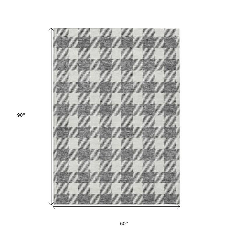 HomeRoots Plaid Transitional Rectangle Outdoor Rug