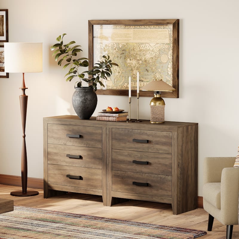 WAMPAT Farmhouse 3-Drawer Dresser, Wooden Chest of Drawers, Modern Storage Organizer & Nightstand for Bedroom, Living Room