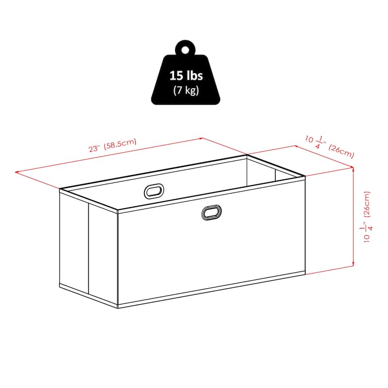 Torino 3-Pc Foldable Shelf with 2 Foldable Wide Fabric Baskets, Black and Chocolate - 27.8 x 11.5 x 38.54 inches