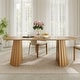 preview thumbnail 17 of 22, 79" Oval Solid Wood Dining Table Duble Pedestal Seats 6 Natural