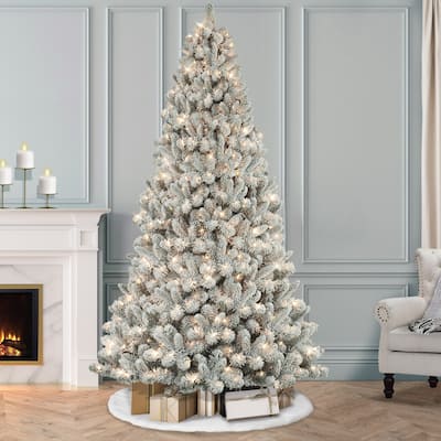 Puleo International 6 ft. Pre-lit Flocked Virginia Pine Tree