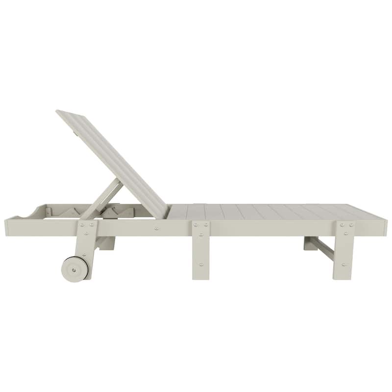 Shoreside Modern Poly Eco-Friendly All Weather Reclining Chaise Lounge With Wheels (Set Of 2)