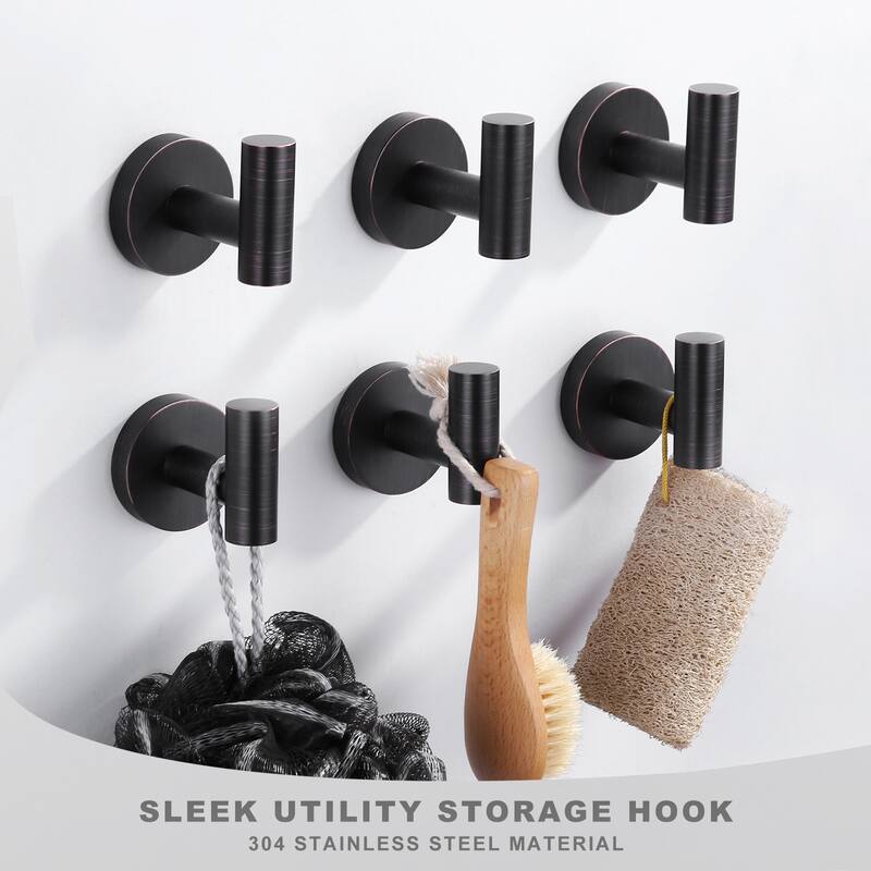 WOWOW Stainless Steel J-Hook Robe/Towel Hook 6-Pack