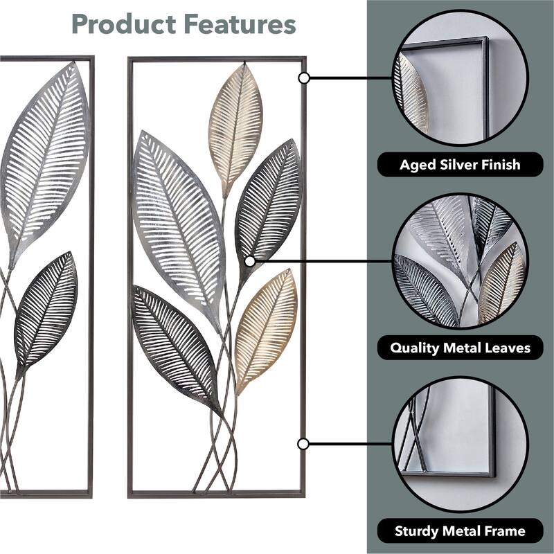 FirsTime & Co. Antique Gold & Metal Metallic Leaves Wall Decor Set