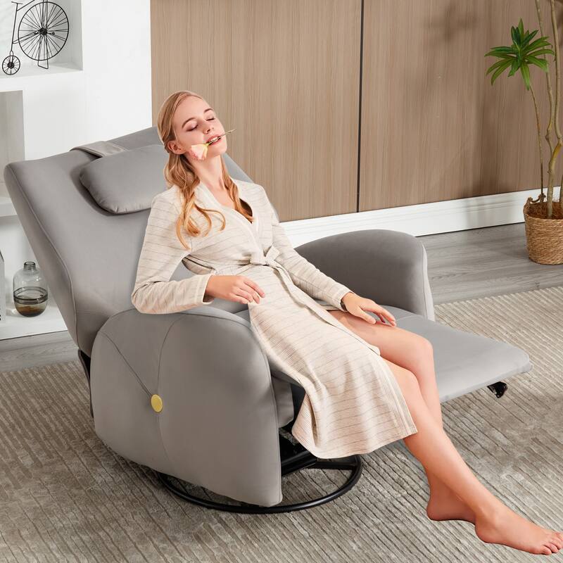 Electric Power Glider Recliner with 270° Swivel, Rocking Motion, Ergonomic Lumbar & Neck Support, Dual USB/Type-C Ports