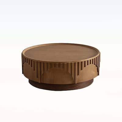 Round Coffee Table with Sturdy Pedestal for Apartment,Living Room