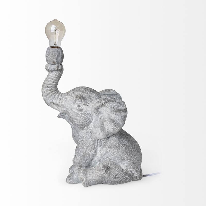 Grey Resin Lamp Base with Distressed Finish In-Line Switch Small Size - 11.4” x 8.5” x 15.9” (D x W x H)