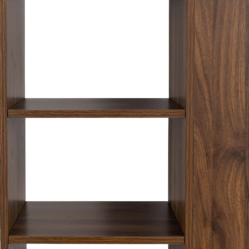 70.87 inch H Display Storage Cabinet 4 Tier Shelf 3 Side Drawers 4 Small Display Shelves Modern Wooden Bookshelf