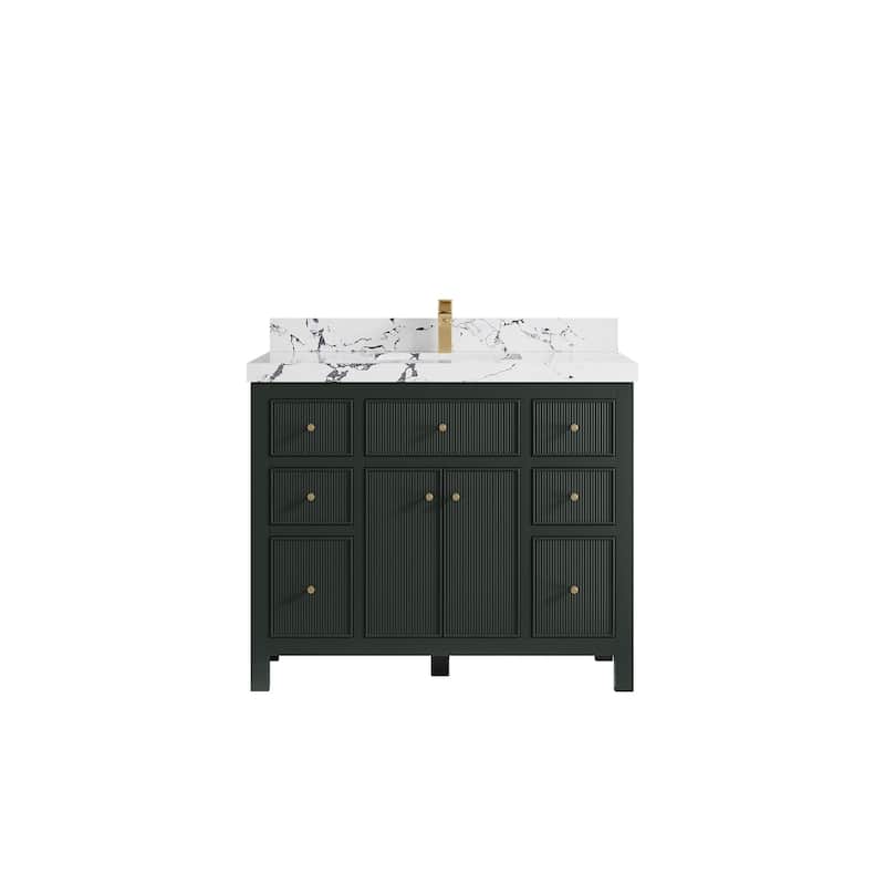 Willow Collections 42 in W x 22 in D Sonoma Free Standing Reeded Single Sink Bathroom Vanity with Countertop