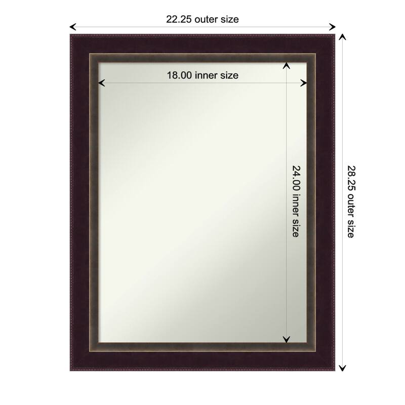 Non-Beveled Wood Bathroom Wall Mirror - Signore Bronze Frame