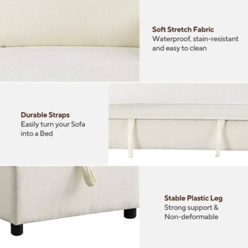 Upholstered Sleeper Sectional Sofa with Storage, USB Ports and Cup Holders, Multi-Functional Modern Sectional Sofa