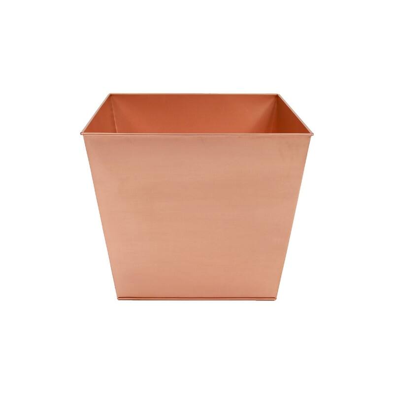 Achla Designs Square Copper Plated Galvanized Steel Flower Box, Indoor Outdoor Use, Planter - 16.25"W x 13.25" H x 16.25"L