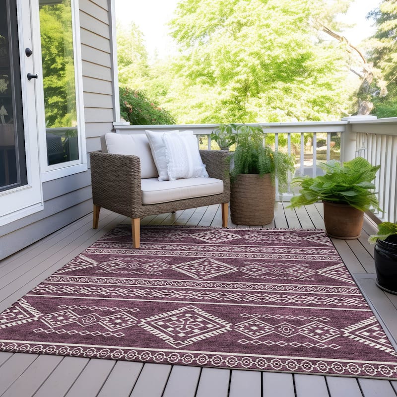 Machine Washable Indoor/ Outdoor Chantille Moroccan Boho Rug - Eggplant - 8' x 10'