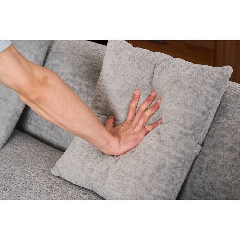 98.4" Chenille L-Shaped Sectional Sofa with Chaise & Pillows