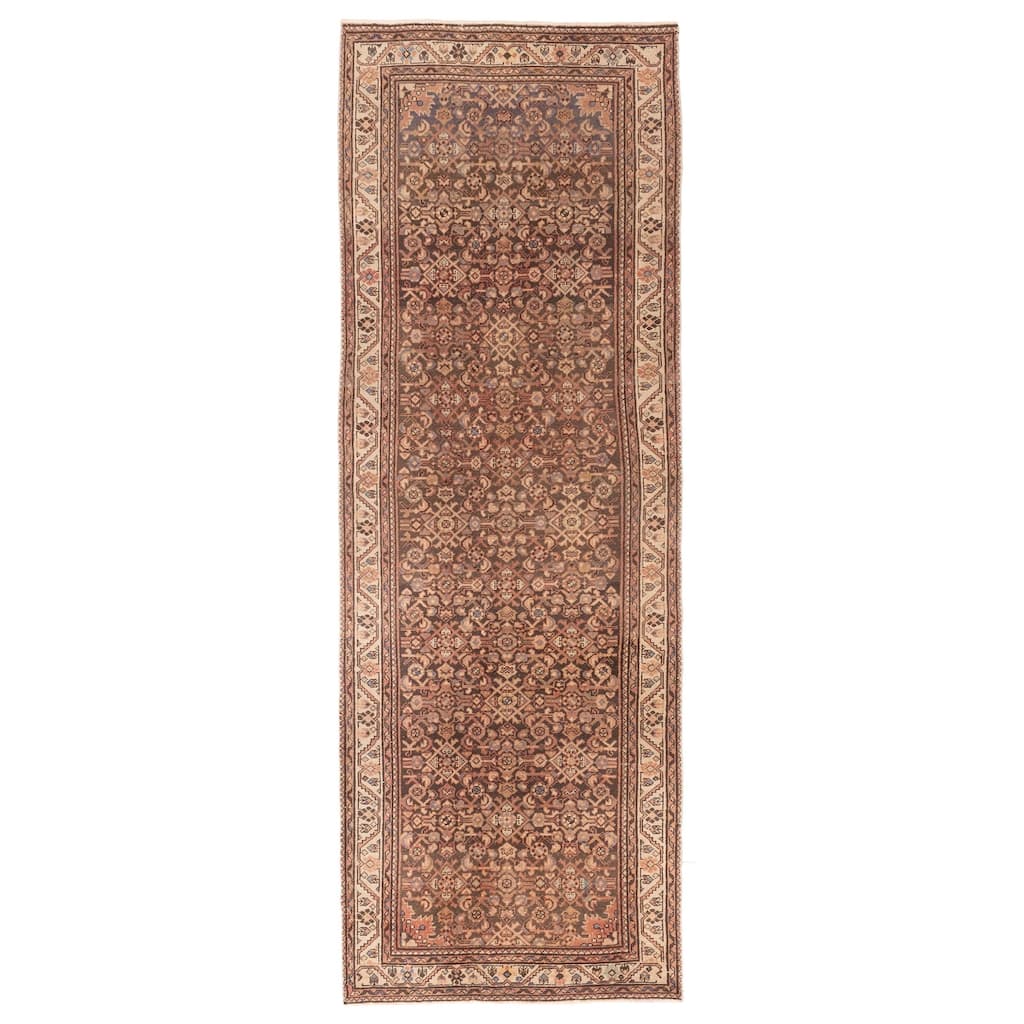 ECARPETGALLERY Hand-knotted Antalya Vintage Dark Brown Wool Rug - 3'9 x 11'0