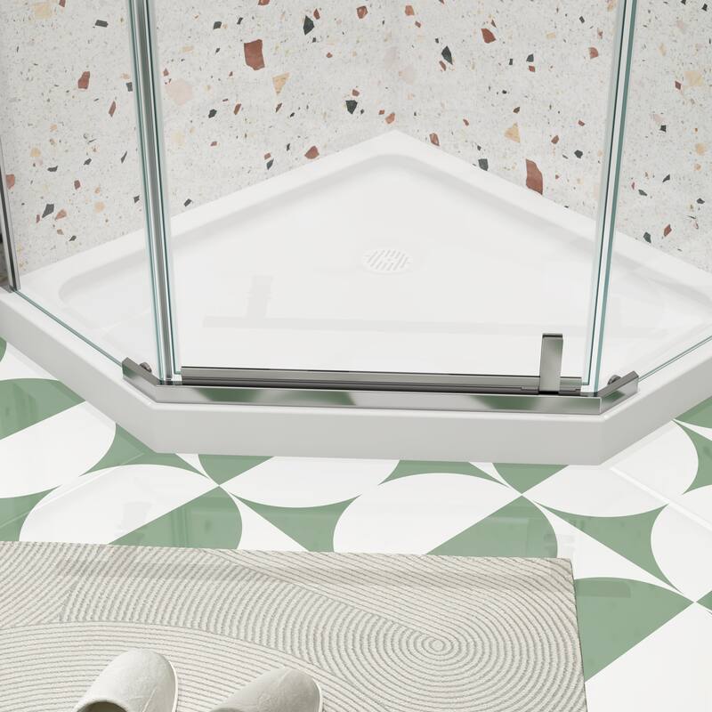 34.75'' W x 72'' H Semi-Frameless Neo-Angle Pivot Shower Door - 34.75" X 34.75" X 72"