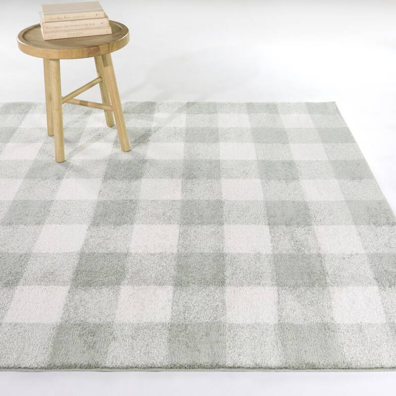 Chester Gingham Area Rug - 7'10" x 10' - Grey - Rectangle