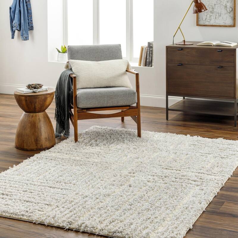Livabliss Everton Mod Stripes Plush Area Rug - 7' 10" x 9' 6" - Grey/Cream - Rectangle