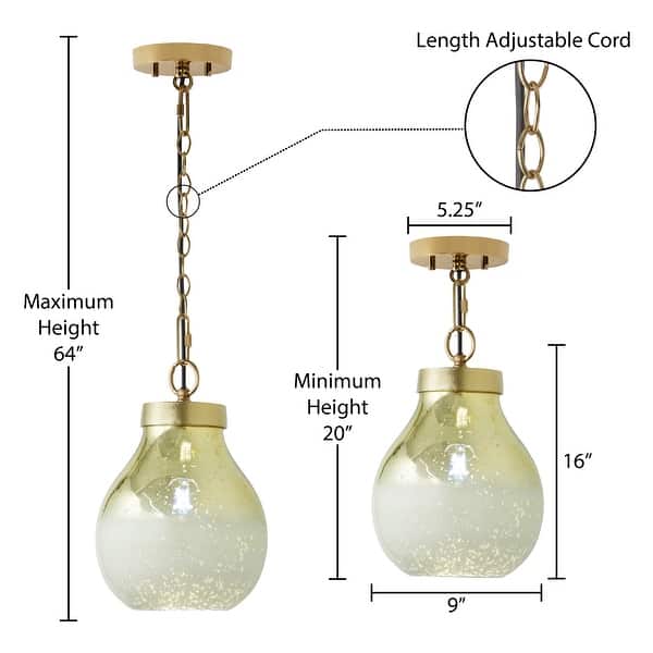 dimension image slide 1 of 2, River of Goods Danna Gold and Cream Ombre Mercury Glass and Metal Bell Shade Pendant Light - 9"x 9"x 20/64"
