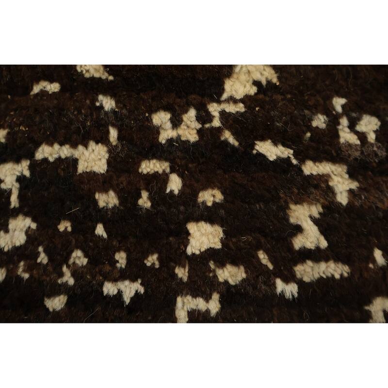 Hand Knotted Oriental 100% Wool Carpet Tribal Abstract Brown Moroccan Area Rug - 7' 11'' X 5' 7''