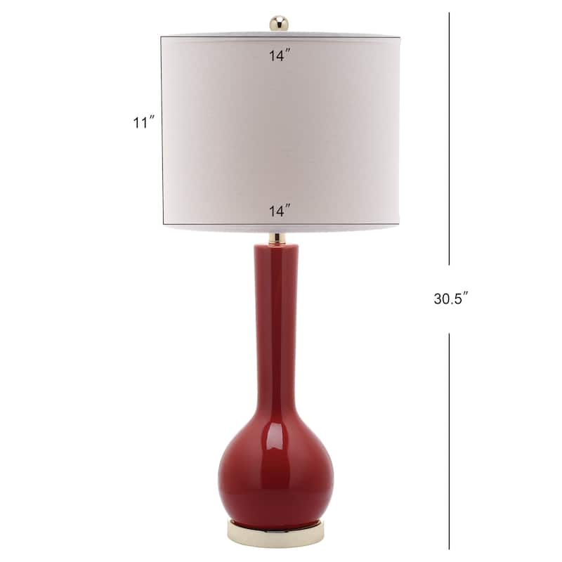 SAFAVIEH Lighting Brigid 31-inch Long Neck Ceramic White Table Lamp (Set of 2) - 14"x14"x30.5" - 14Wx14Dx31H