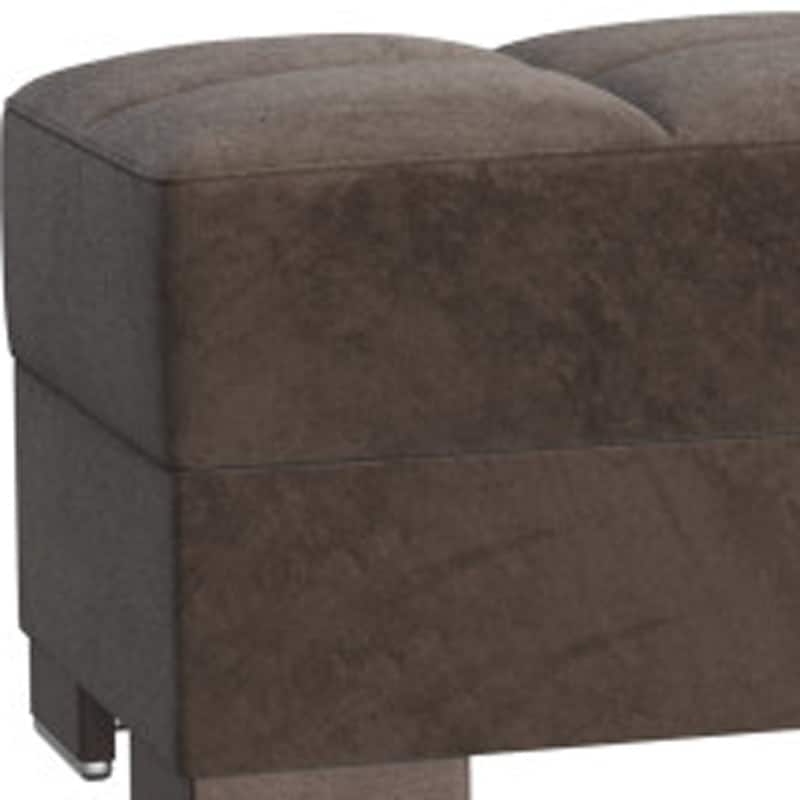 HomeRoots 50" Brown Tufted Microfiber Storage Ottoman