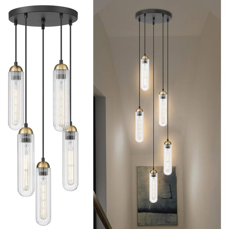 5-light hallway light black pendant light glass,metal hanging light