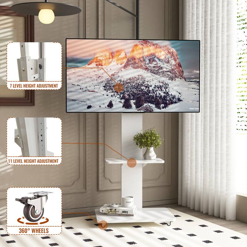 TV Stand Mobile TV Cart with Shelf