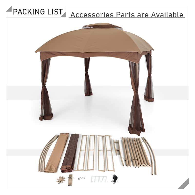 10ft x 10ft Pop Up Double-vented Gazebo with Mosquito Mesh Netting Walls
