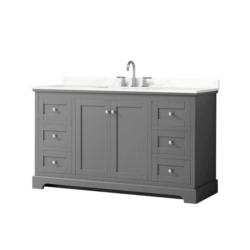 Wyndham Collection WCV232360S-QTZ-US3MXX Avery 60" Free Standing - Dark Gray / Giotto Quartz Top / Polished Chrome