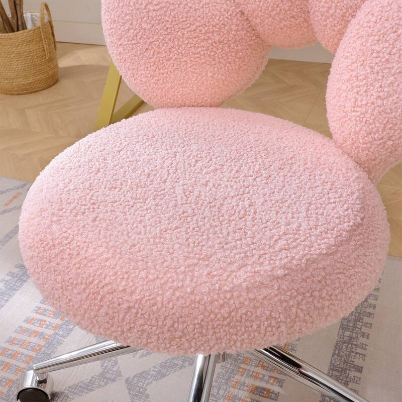Modern Style Teddy Fabric Home Office Chair with Adjustable Height and 360°Swivel