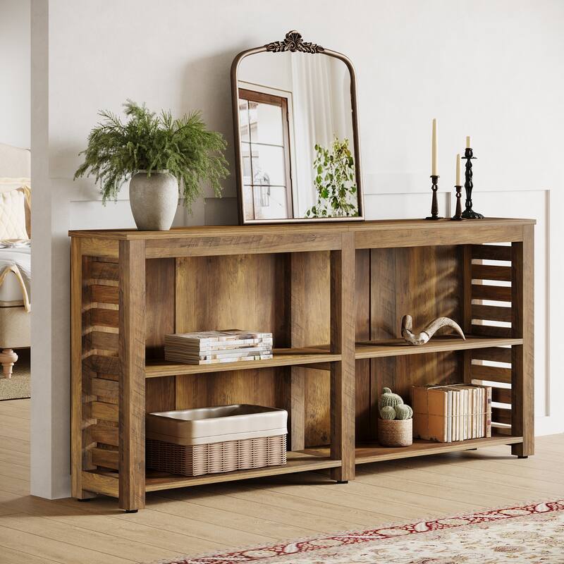 63-inch Farmhouse Console Sofa Table with Storage for Living Room