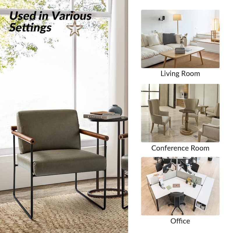 Justo Modern Accent Armchair with Metal Base and Removable Cushion By HULALA HOME