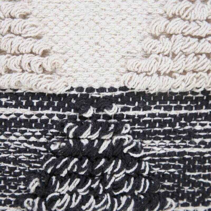 Handwoven Textured Geometric Square Throw Pillow - 18" - Black and White