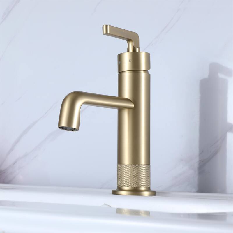 Vintage Brushed Gold Bathroom Sink Faucet Single Hold with Single Handle