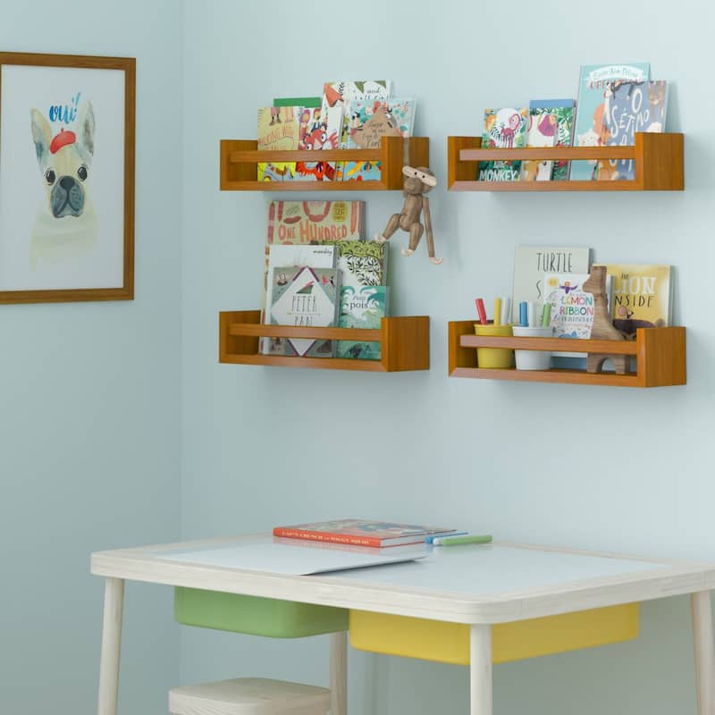 Wallniture Utah Wood Wall Shelves for Book and Toy Storage (Set of 2)