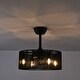 preview thumbnail 6 of 26, Contemporary 4-Light Silver Enclosed Ceiling Fan with Unique Shade Downrod - Black
