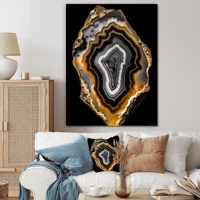 Designart "Black And Gold Glam Geode I" Abstract Shapes Canvas Wall Art