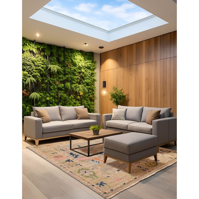 ECARPETGALLERY Hand-knotted Modern Oushak Light Grey Wool Rug - 7'11 x 9'11