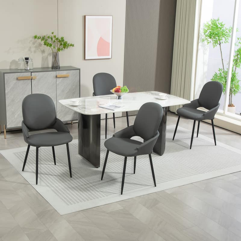 XINMICS Faux Leather Upholstered Dining Chairs Set of 2/4/6 - Set of 4 - Grey