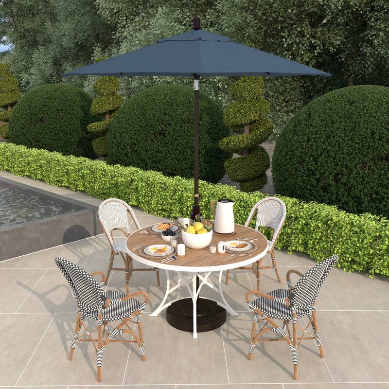 California Umbrella 75' Sun Master Patio Umbrella Bronze Aluminum Pole Fiberglass Ribs Crank Lift Tilt Pacifica - Sapphire