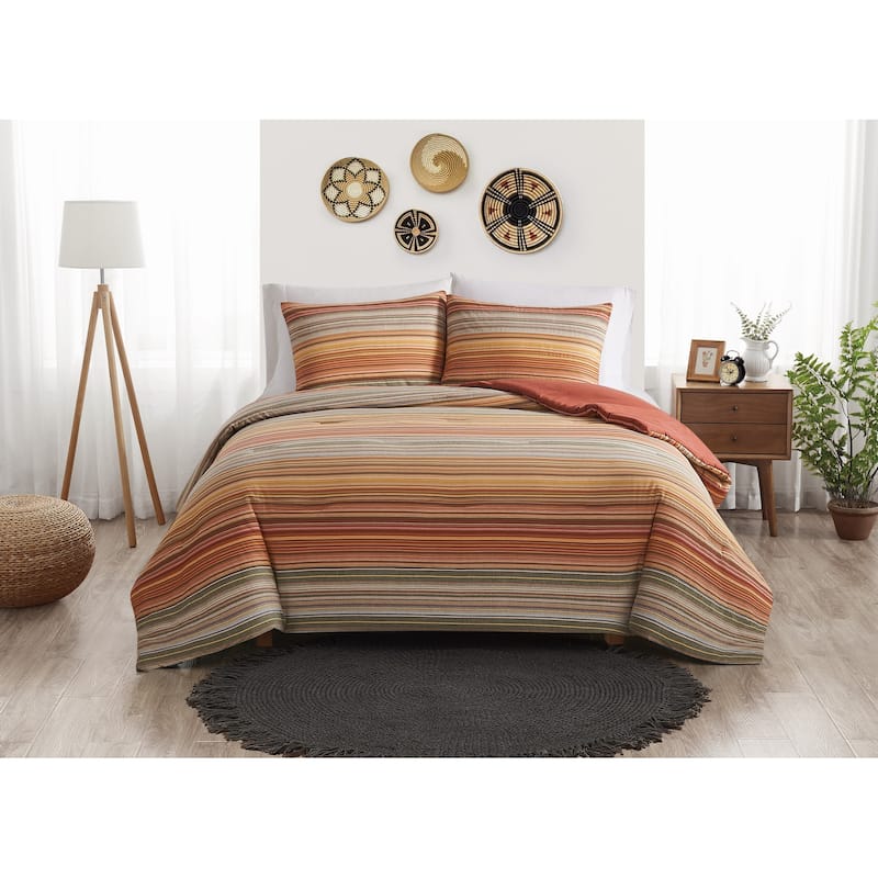 Brooklyn Loom Sunset Stripe Yarn Dye 3 Piece Comforter Set - King