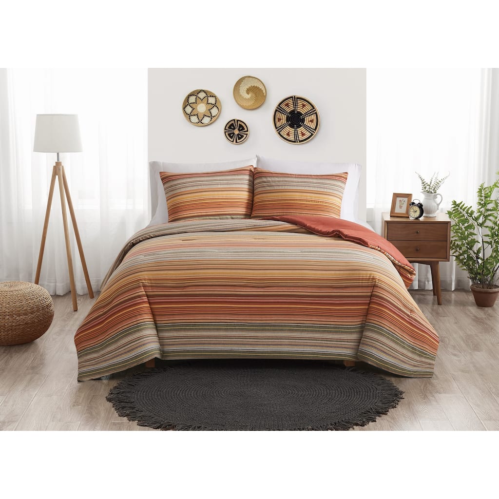 Brooklyn Loom Sunset Stripe Yarn Dye 3 Piece Comforter Set