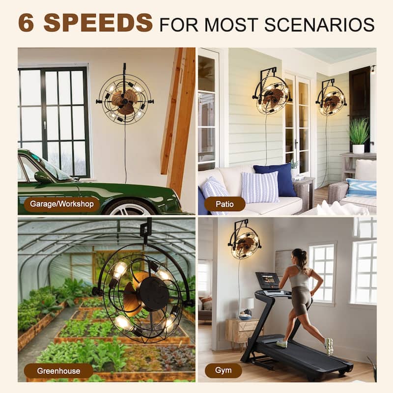 20" Wall Mounted Fan Indoor, 6 Speed Wall Mount Fan with Remote - N/A