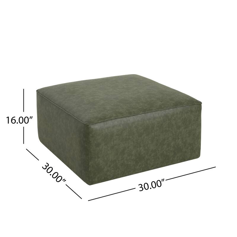 Square PU Leather Ottoman - Upholstered Footrest for Living Room