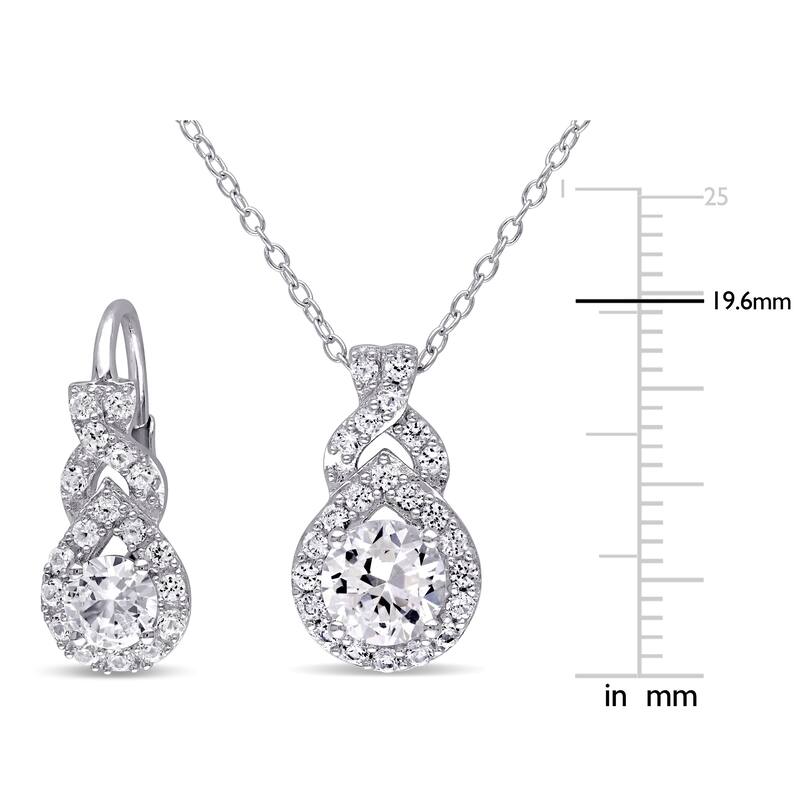 Miadora 3 4/5ct TGW Created White Sapphire Twisted Halo Jewelry Set Sterling Silver