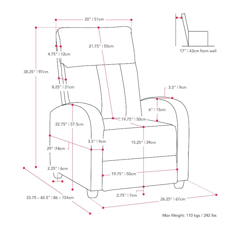 CorLiving Oren PU Recliner